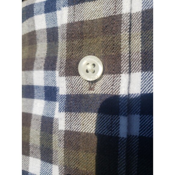 Daniel Cremieux Slim Fit Mens Sz L Long Sleeve Button Up Plaid Shirt Brown Blue - Picture 4 of 13